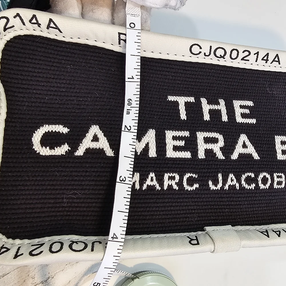 🖤 Marc Jacobs Jacquard Camera Bag Black & Cream Canvas Adjustable Crossbody 🖤